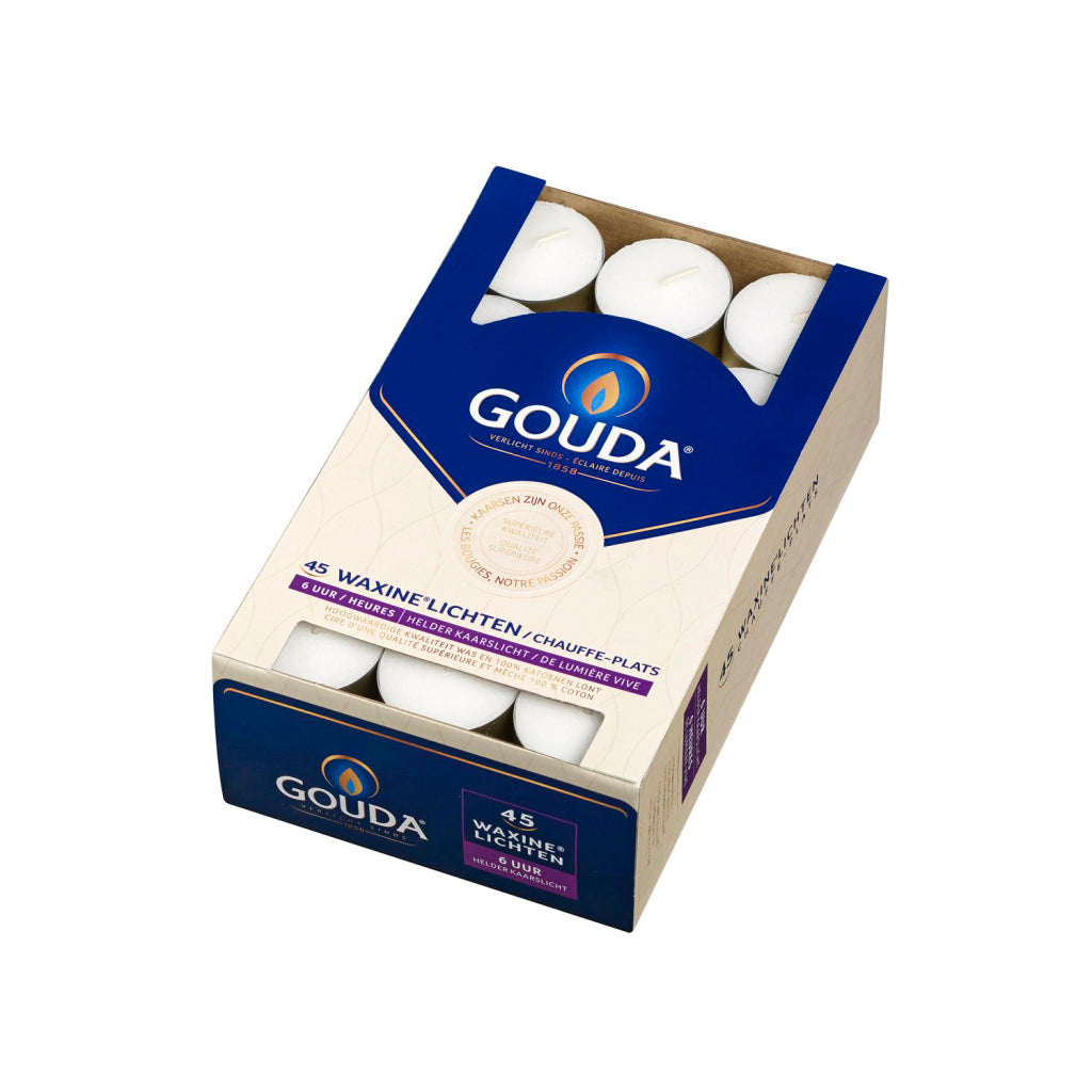Gouda theelichten 45 stuks wit