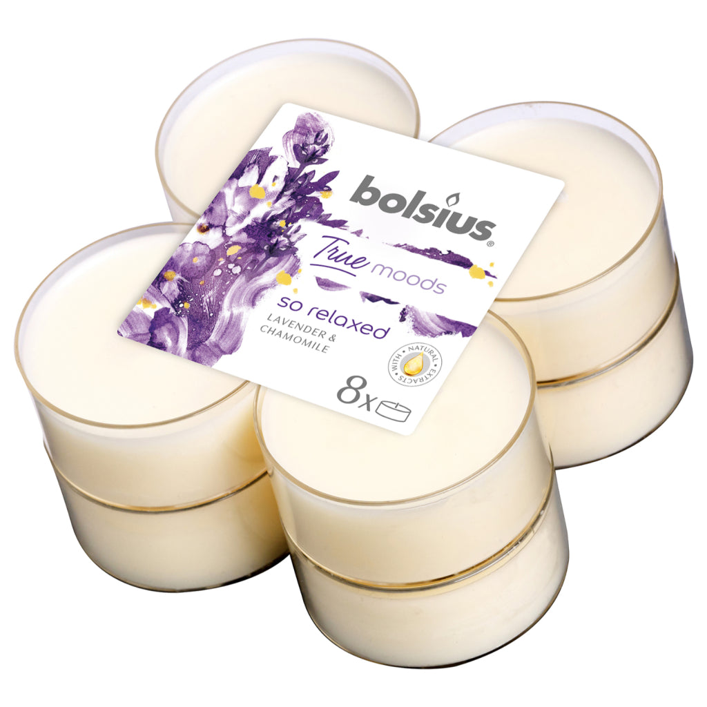 Bolsius True Huds Huds Maxilichten Lavendel-Kamille 8 pièces