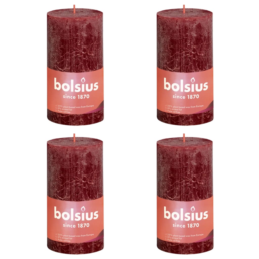 Bolsius Bolsius Stollen Shine 4 St Rustic 130x68 mm Red Red