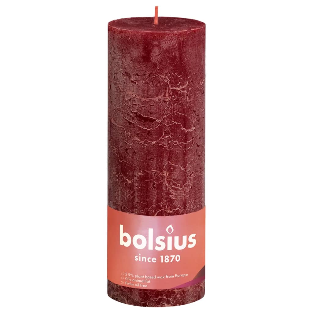 Bolsius Bolsius Stollen Shine 4 St Rustic 190x68 mm žametno rdeča