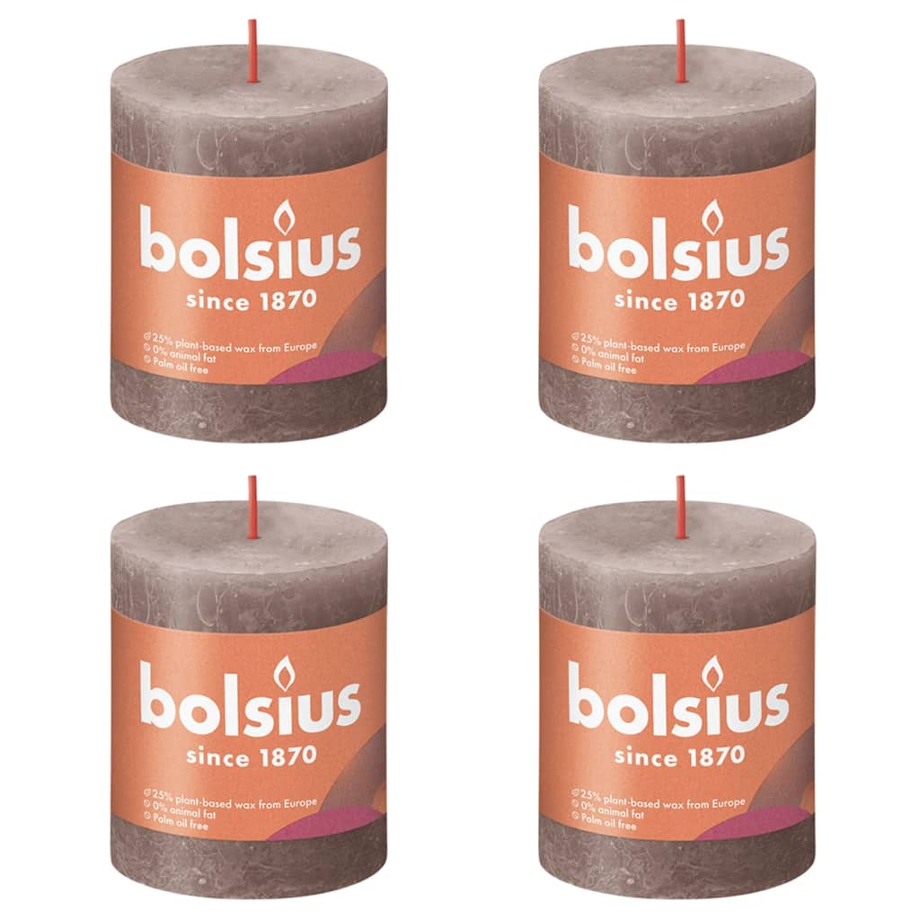 Bolsius Bolsius Stollen Shine 4 St. Rustic 80x68 mm Rustic Taupe