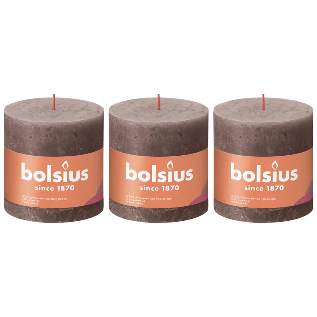 Bolsius Bolsius Stollen SHINE 3 ST Rustic 100x100 mm Rustic Taupe