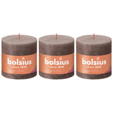 Bolsius Bolsius Stollen SHINE 3 ST Rustic 100x100 mm Rustic Taupe