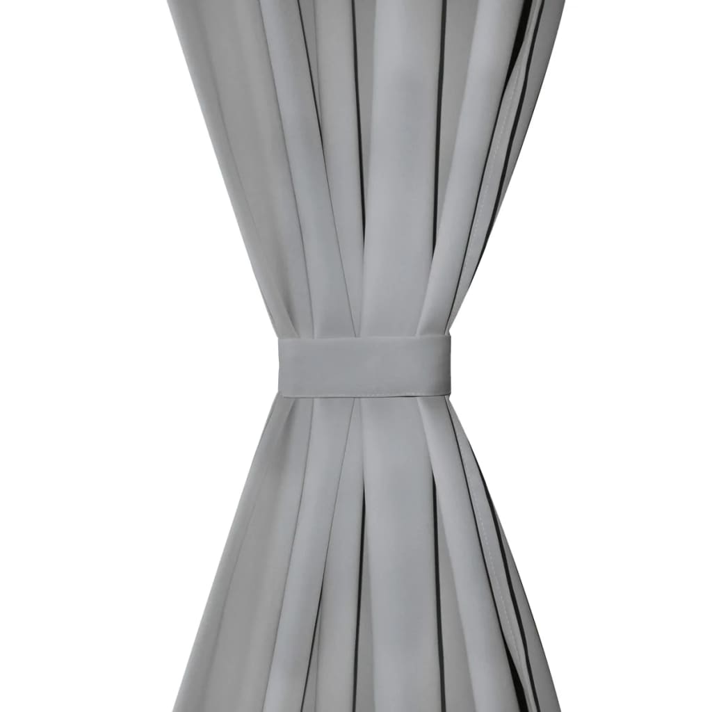 Mikro satinske zavese Vidaxl z zanki 140x225 cm siva 2 pcs