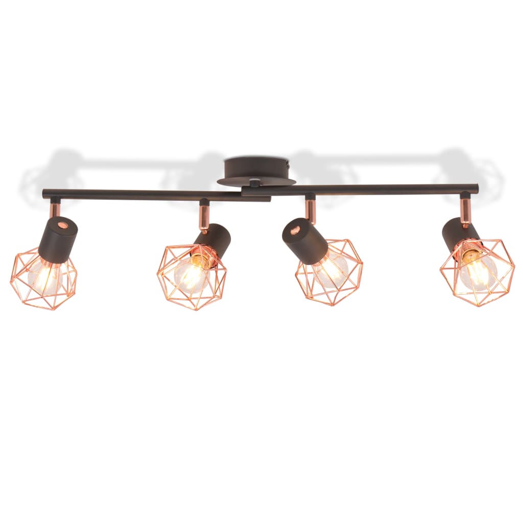 Lampada a soffitto Vidaxl con 4 riflettori e14 neri e rame