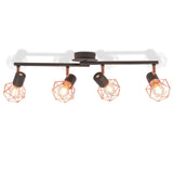 Lampada a soffitto Vidaxl con 4 riflettori e14 neri e rame