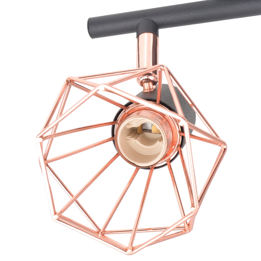 Lampada a soffitto Vidaxl con 4 riflettori e14 neri e rame