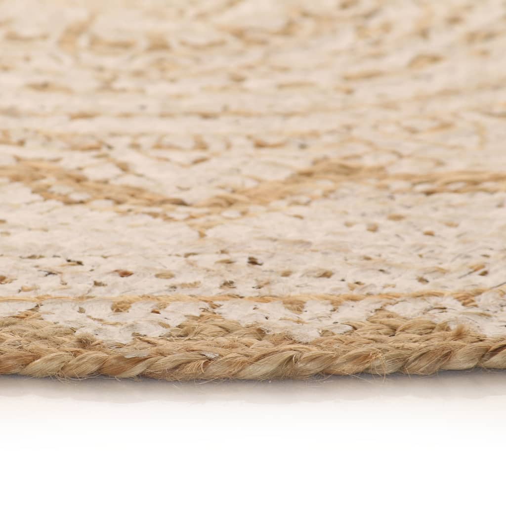 Preproga vidaxl s tiskanjem okoli 90 cm pletene jute