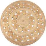 Vidaxl tæppe med design omkring 120 cm flettet jute