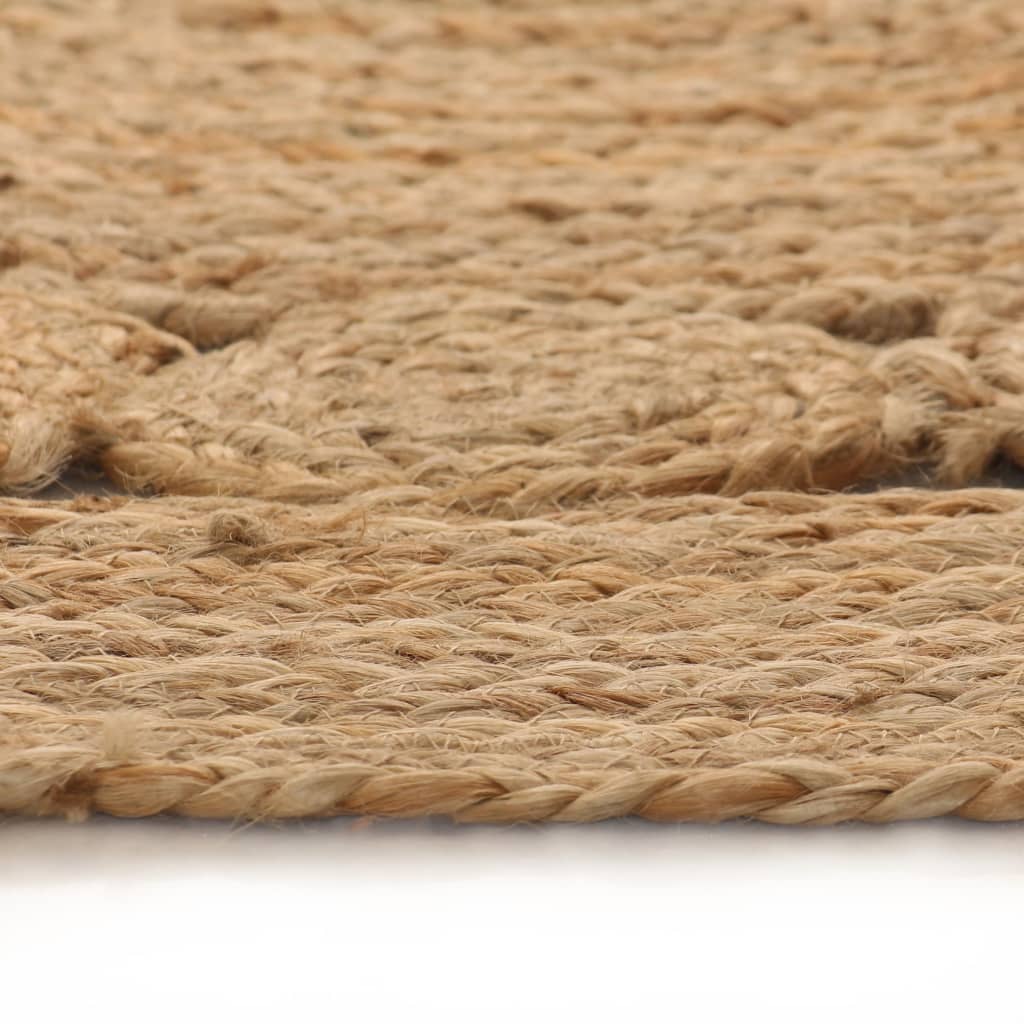 Vidaxl tæppe med design omkring 120 cm flettet jute