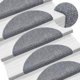 Vidaxl Stair Mats Self -fast 56x17x3 cm nål følte lysgrå 15 m