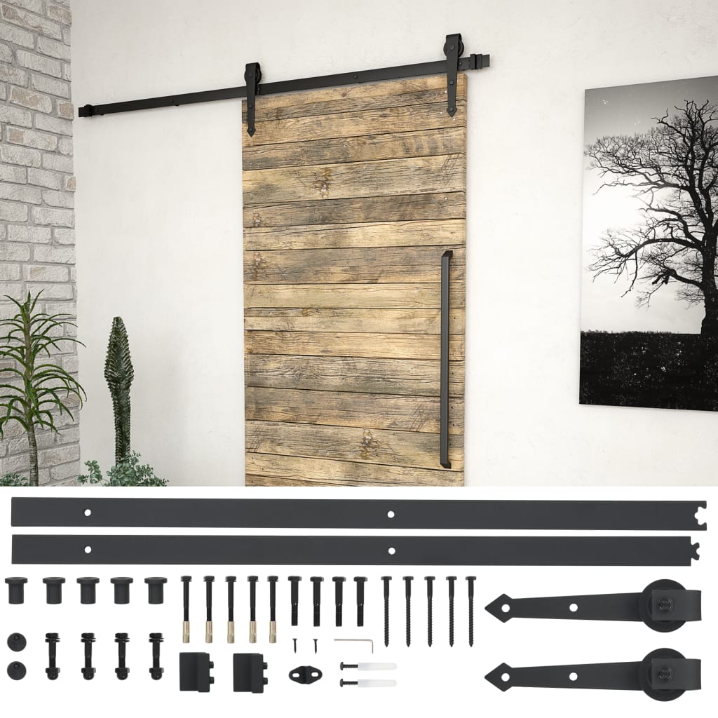 Vidaxl Box s díly pro posuvné dveře 183 cm ocel černá