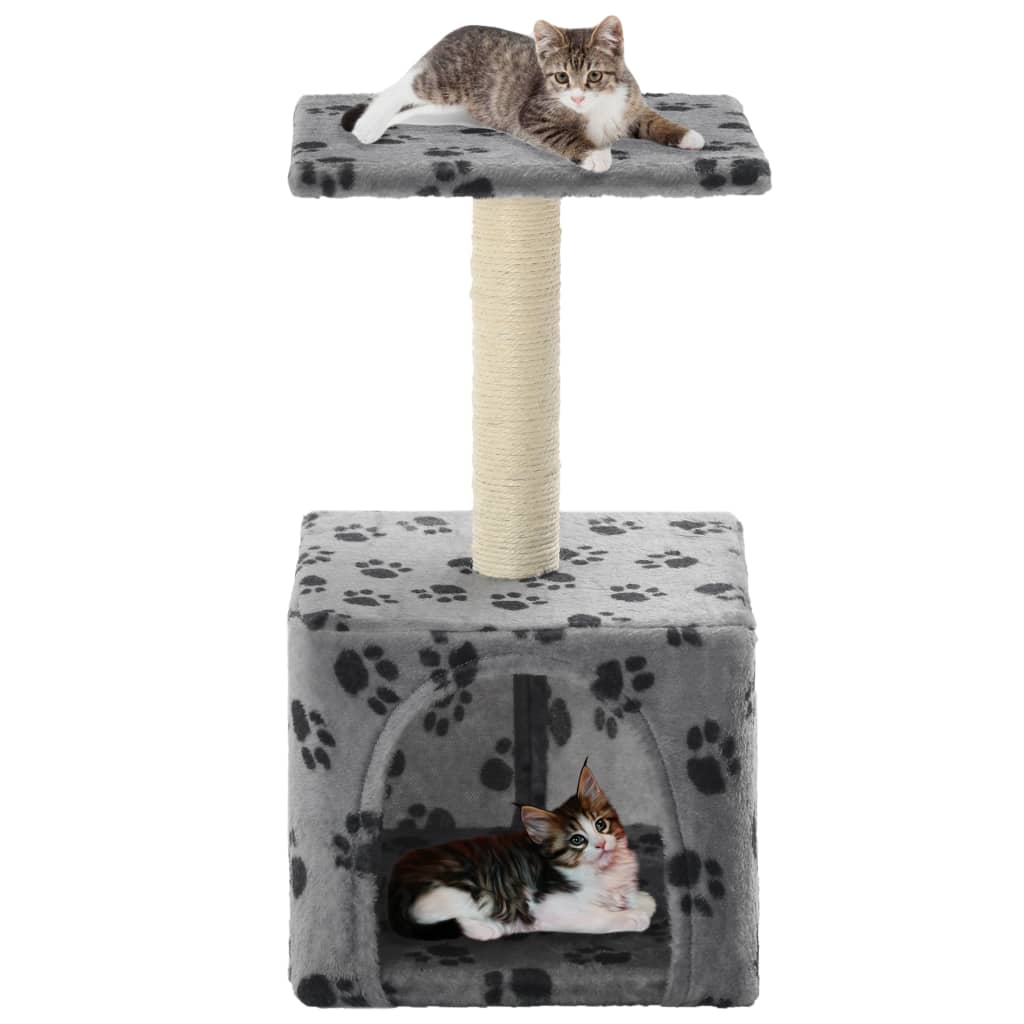 Vidaxl Cat Scracking Post with Sisal Scratching Post 55 cm Pootprints Grey