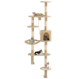 Vidaxl Cat Rastreing Post con postes de rascado de sisal montaje en la pared de 194 cm beige