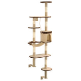 VidaXL cat scratching post with scratching posts wall mounting 194 cm beige brown