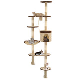 VidaXL cat scratching post with scratching posts wall mounting 194 cm beige brown