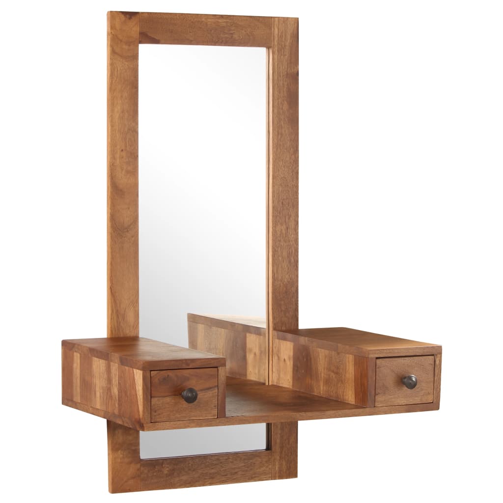 Vidaxl Format mirror with 2 drawers Solid Sheeshamhout