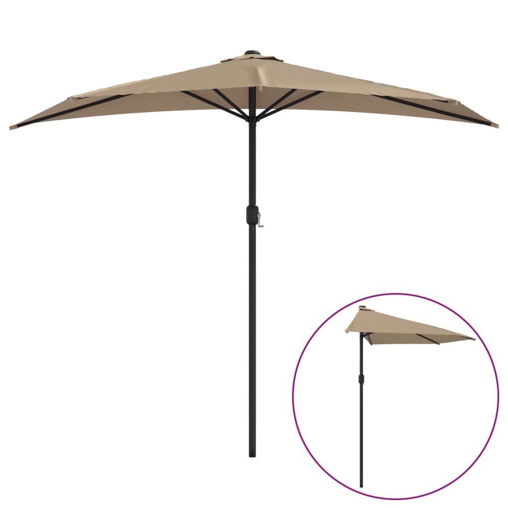Vidaxl Balcony Palasol polovina s hliníkovým pólem 270x144 cm taupe