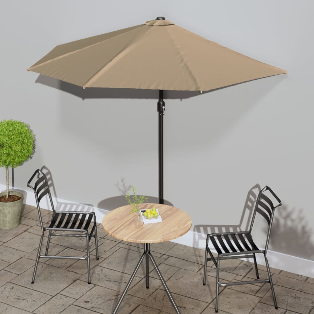 Vidaxl Balcony Palasol polovina s hliníkovým pólem 270x144 cm taupe