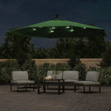 Parasol flotante de Vidaxl con iluminación LED y poste de metal de 350 cm verde