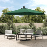 Parasol flotante de Vidaxl con iluminación LED y poste de metal de 350 cm verde
