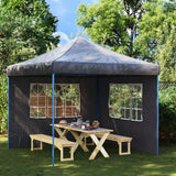 Vidaxl tent walls with window pe anthracite 2 sts