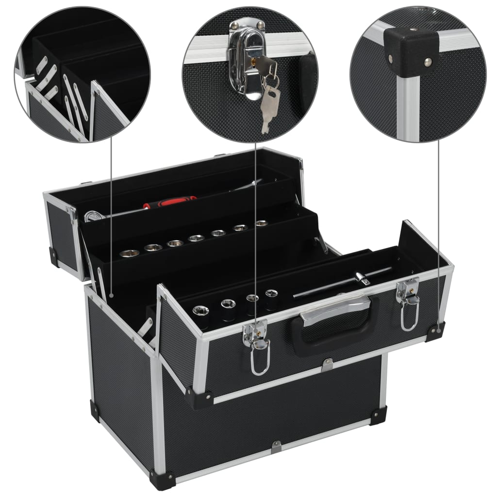 Vidaxl Tool Case 38x22.5x34 cm in alluminio nero