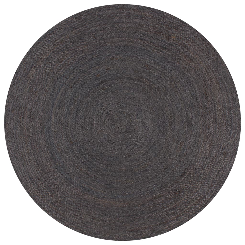 Vidaxl Teppich handgefertigt um 90 cm Jute dunkelgrau