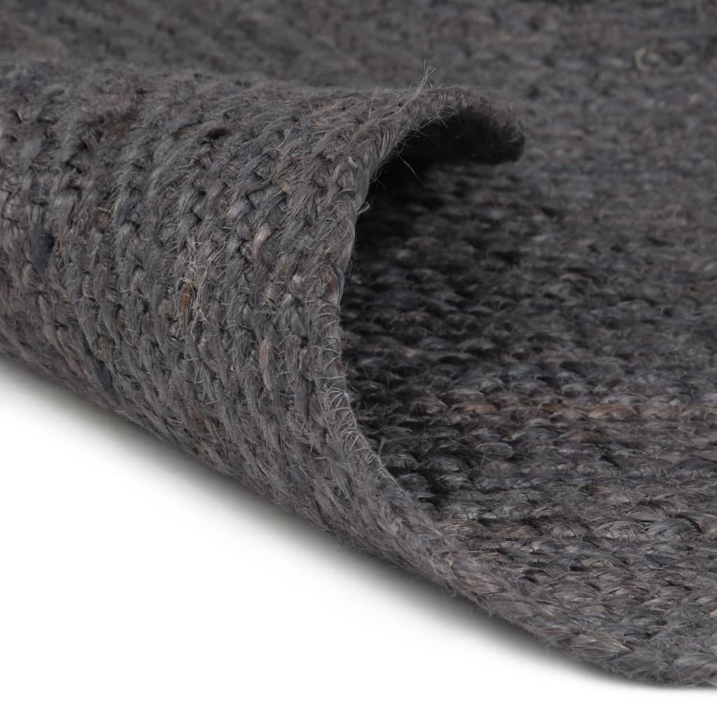 Vidaxl Teppich handgefertigt um 90 cm Jute dunkelgrau