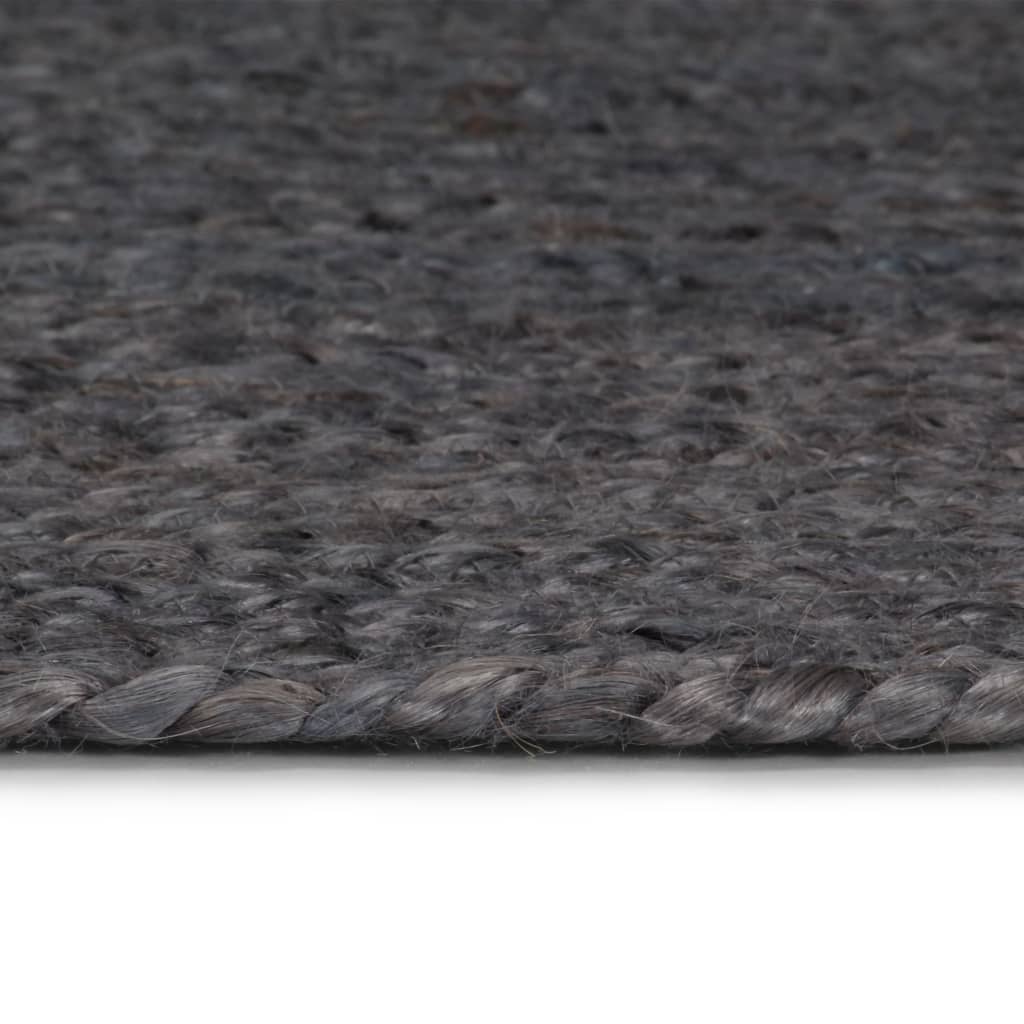 Vidaxl Teppich handgefertigt um 90 cm Jute dunkelgrau