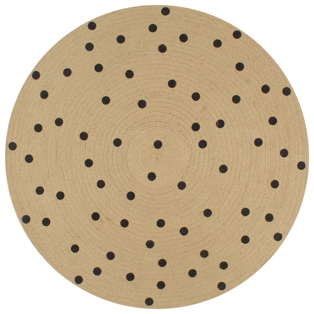 Ručně vyrábějící koberec vidaxl s tiskem Polkadot 120 cm juta
