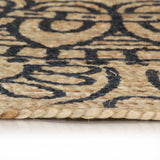 Vidaxl preproga ročno izdelana s temno modrim tiskom 90 cm jute
