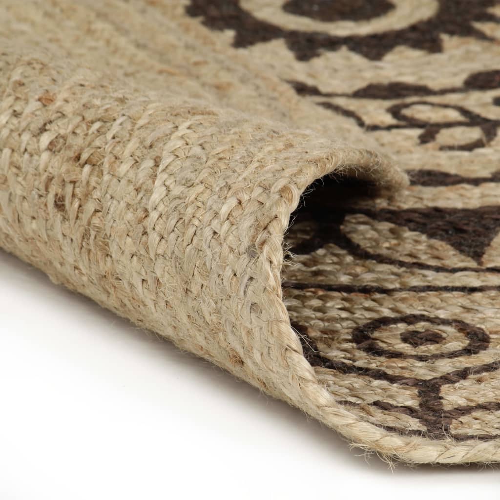 Vidaxl preproga ročno izdelana s temno rjavim tiskom 90 cm jute