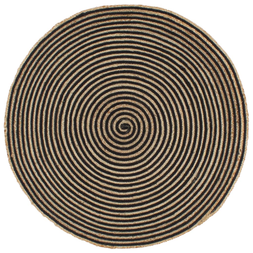 Vidaxl tæppe håndlavet med spiraldesign 150 cm jute sort