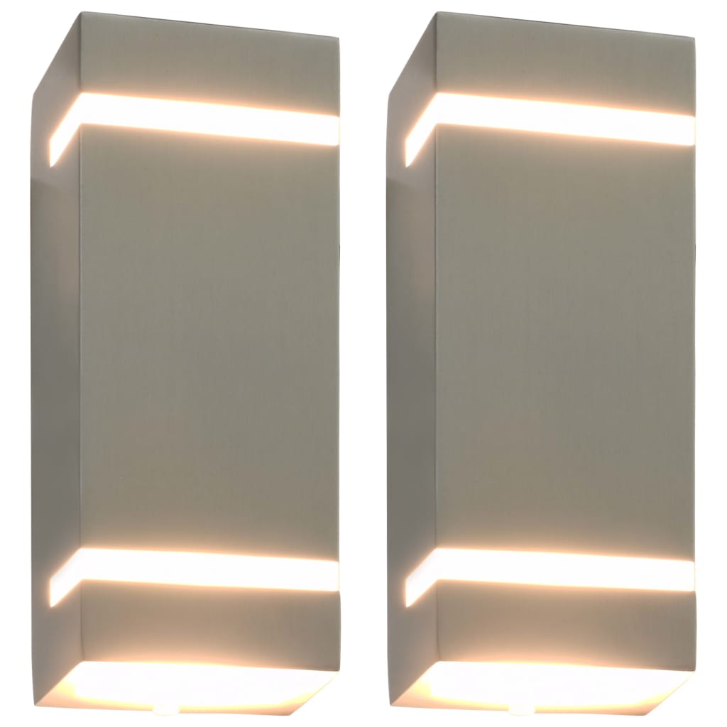 Vidaxl Lámparas de pared al aire libre 2 PCS 35 W Rectangular Silver Colored