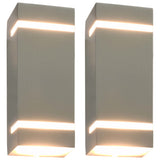 Vidaxl Lámparas de pared al aire libre 2 PCS 35 W Rectangular Silver Colored