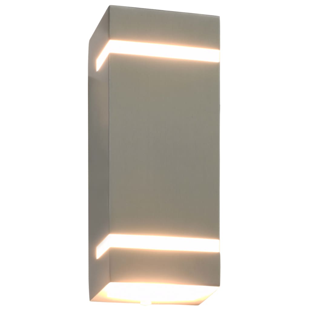 Vidaxl Lámparas de pared al aire libre 2 PCS 35 W Rectangular Silver Colored