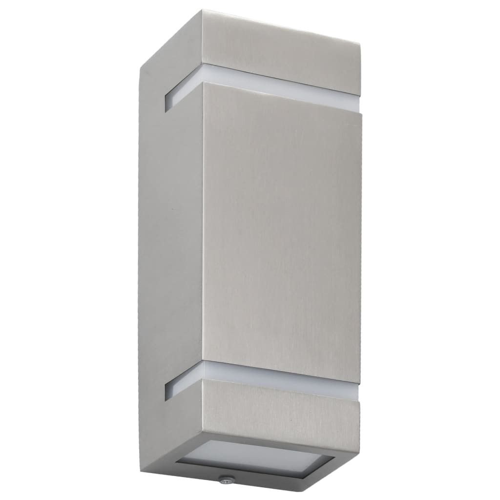 Vidaxl Lámparas de pared al aire libre 2 PCS 35 W Rectangular Silver Colored