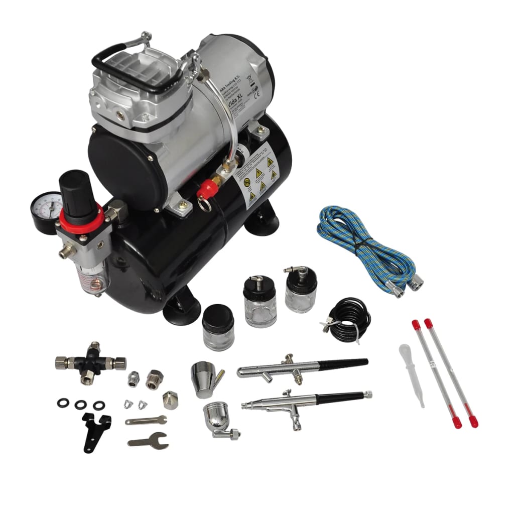 VidaXL Airbrush Compressor set with 2 pistols