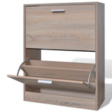 Armoire à chaussures Vidaxl avec 2 compartiments de bois de chêne