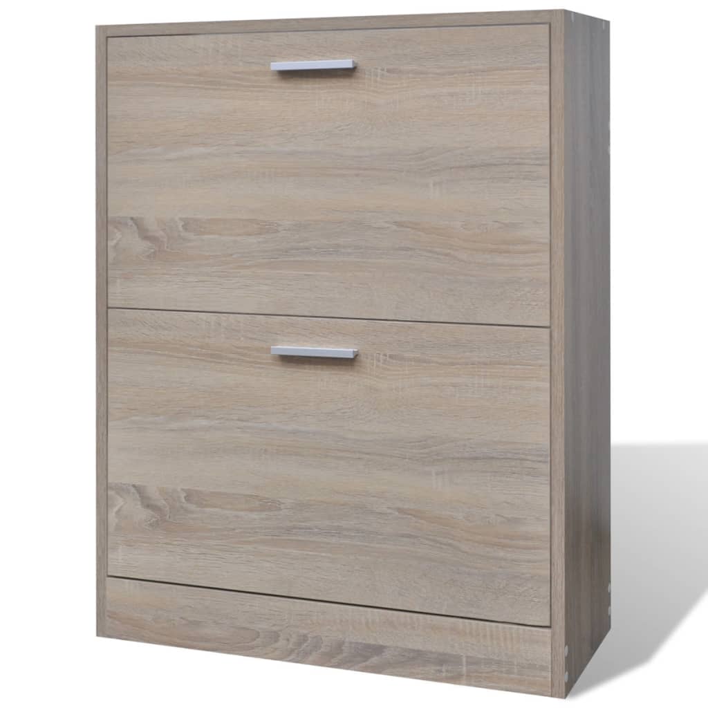 Armoire à chaussures Vidaxl avec 2 compartiments de bois de chêne