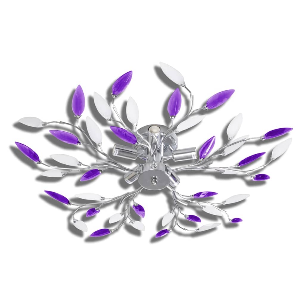 Vidaxl lamp with crystal leaves of acrylic for 5x E14 Purple and White