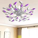 Vidaxl lamp with crystal leaves of acrylic for 5x E14 Purple and White