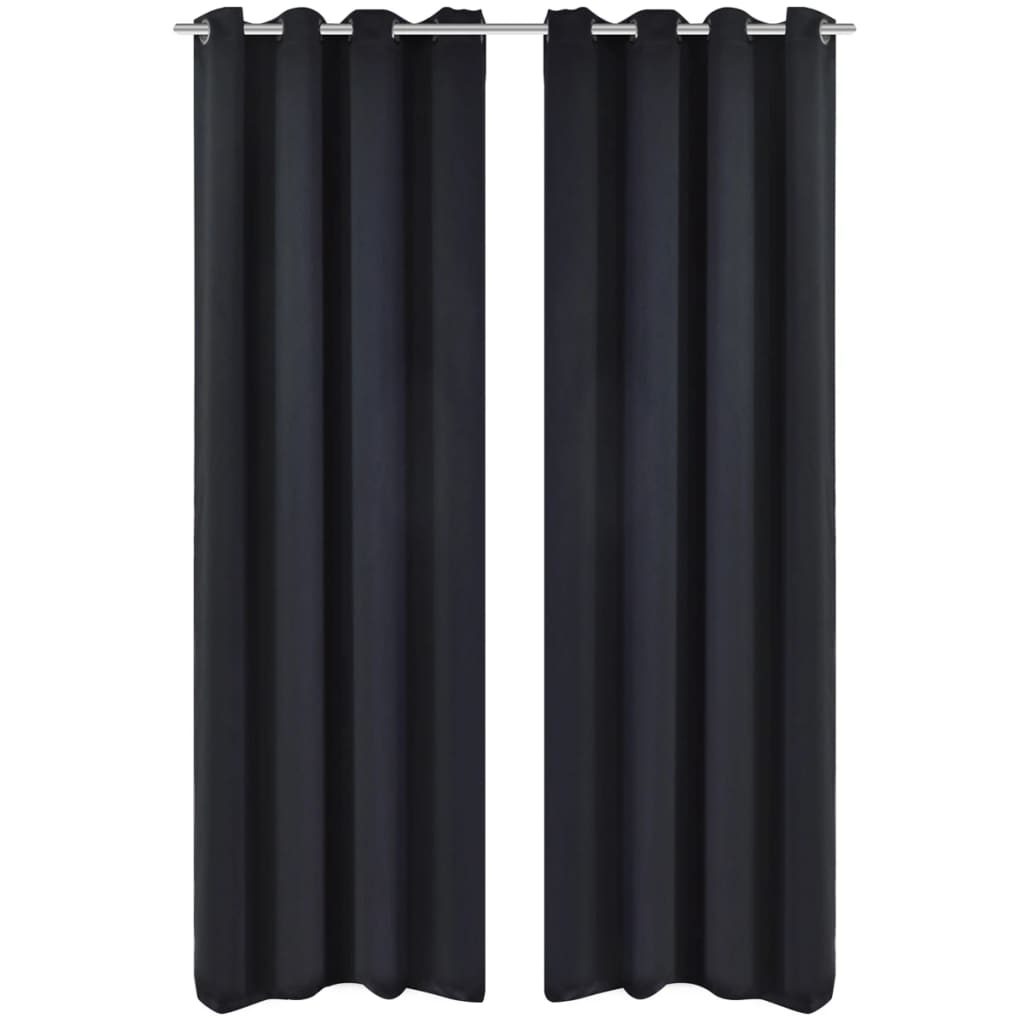 Vidaxl gardiner med metalringe 135 x 245 cm 2 stykker (sort)