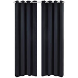 Vidaxl gardiner med metalringe 135 x 245 cm 2 stykker (sort)