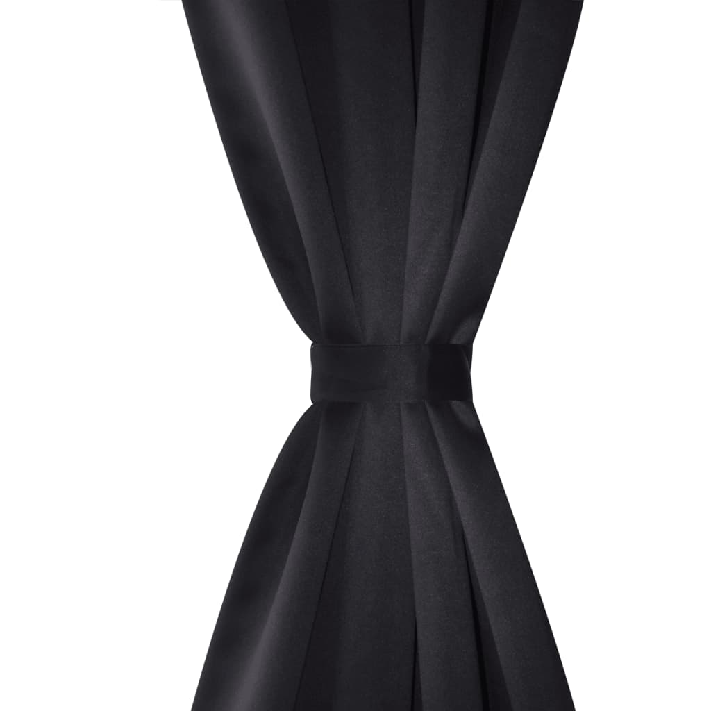 Vidaxl gardiner med metalringe 135 x 245 cm 2 stykker (sort)