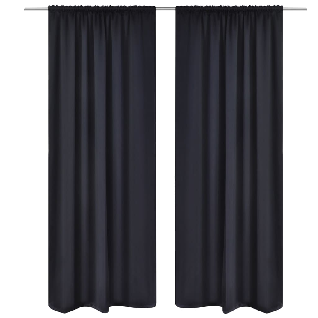Vidaxl curtains with slots 135 x 245 cm black 2 sts