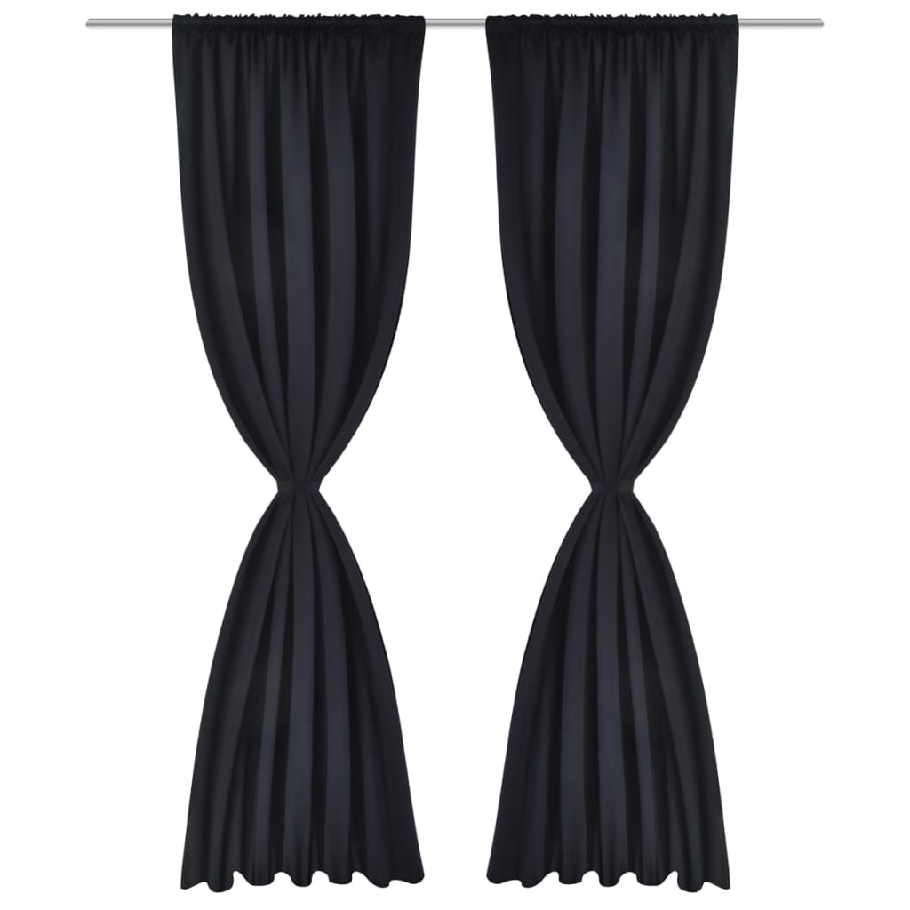 Vidaxl curtains with slots 135 x 245 cm black 2 sts