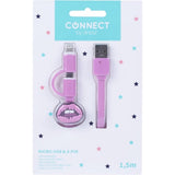 Kangaro K-58191006 Dresz 2in1 Micro-USB charging cable + pin lips pink