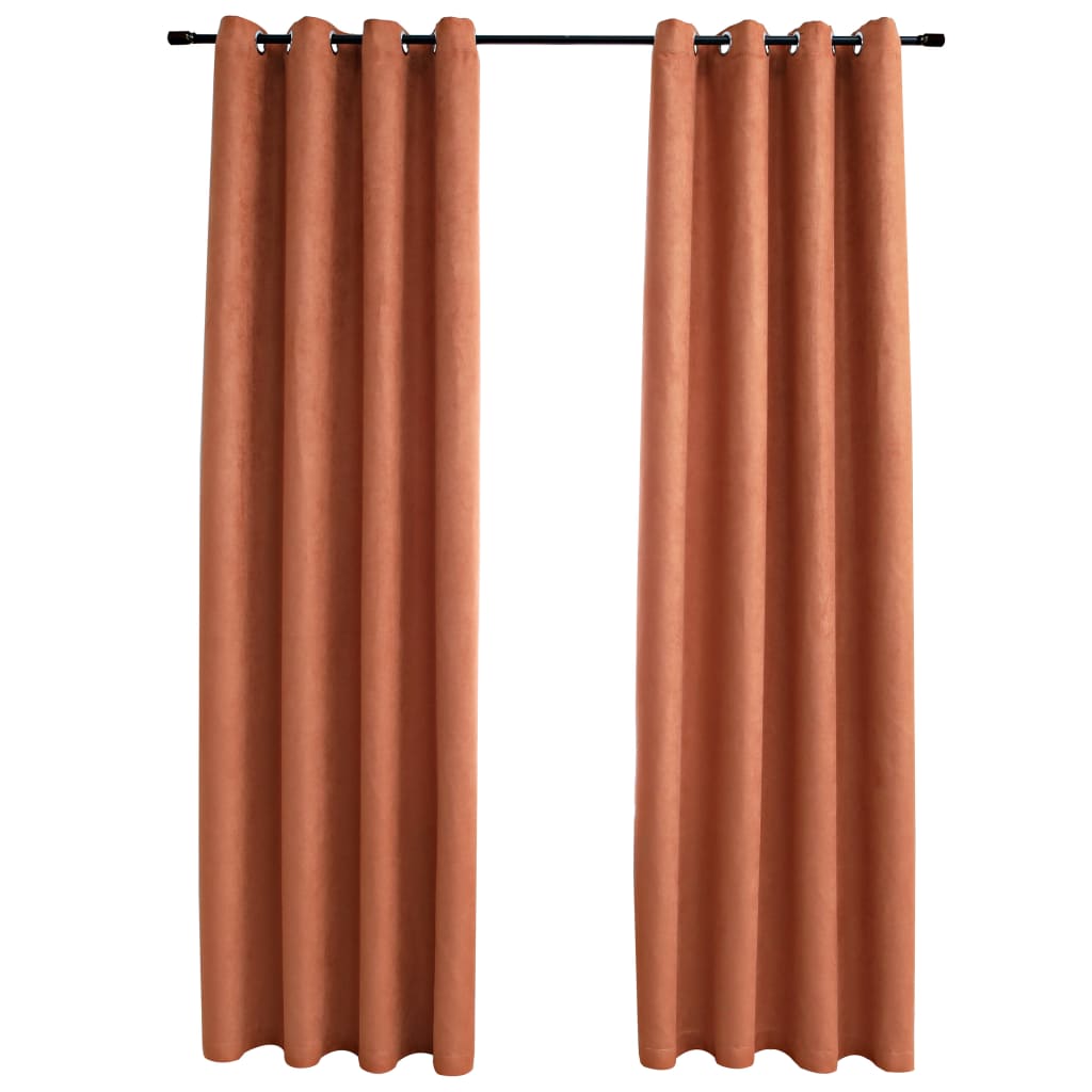 VidaXL curtains darkening with rings 2 st 140x225 cm rust color